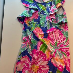 Lilly Pulitzer Vibrant Floral Midi Dress in Blue and Pink